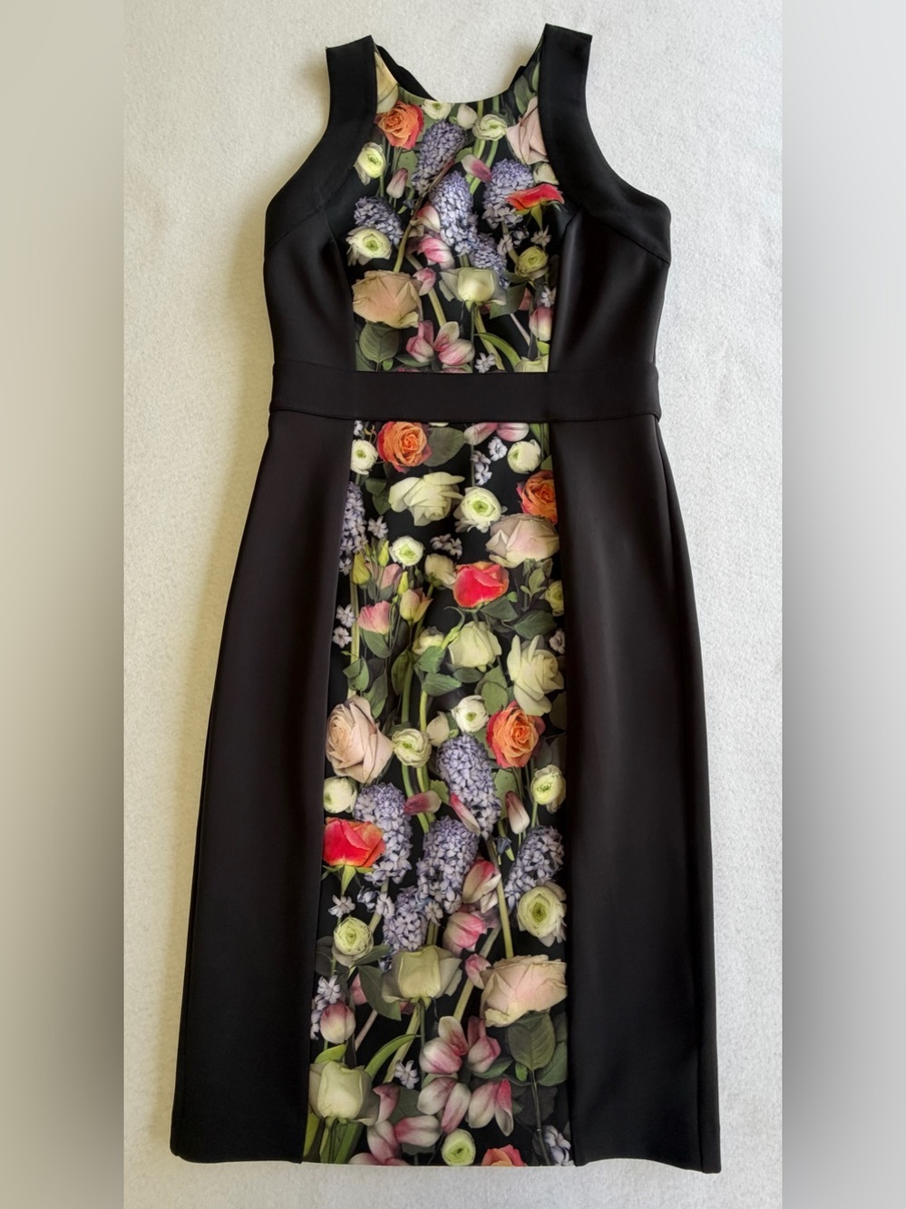 Ted Baker Black Midi Akva Kensington Floral Panel Dress